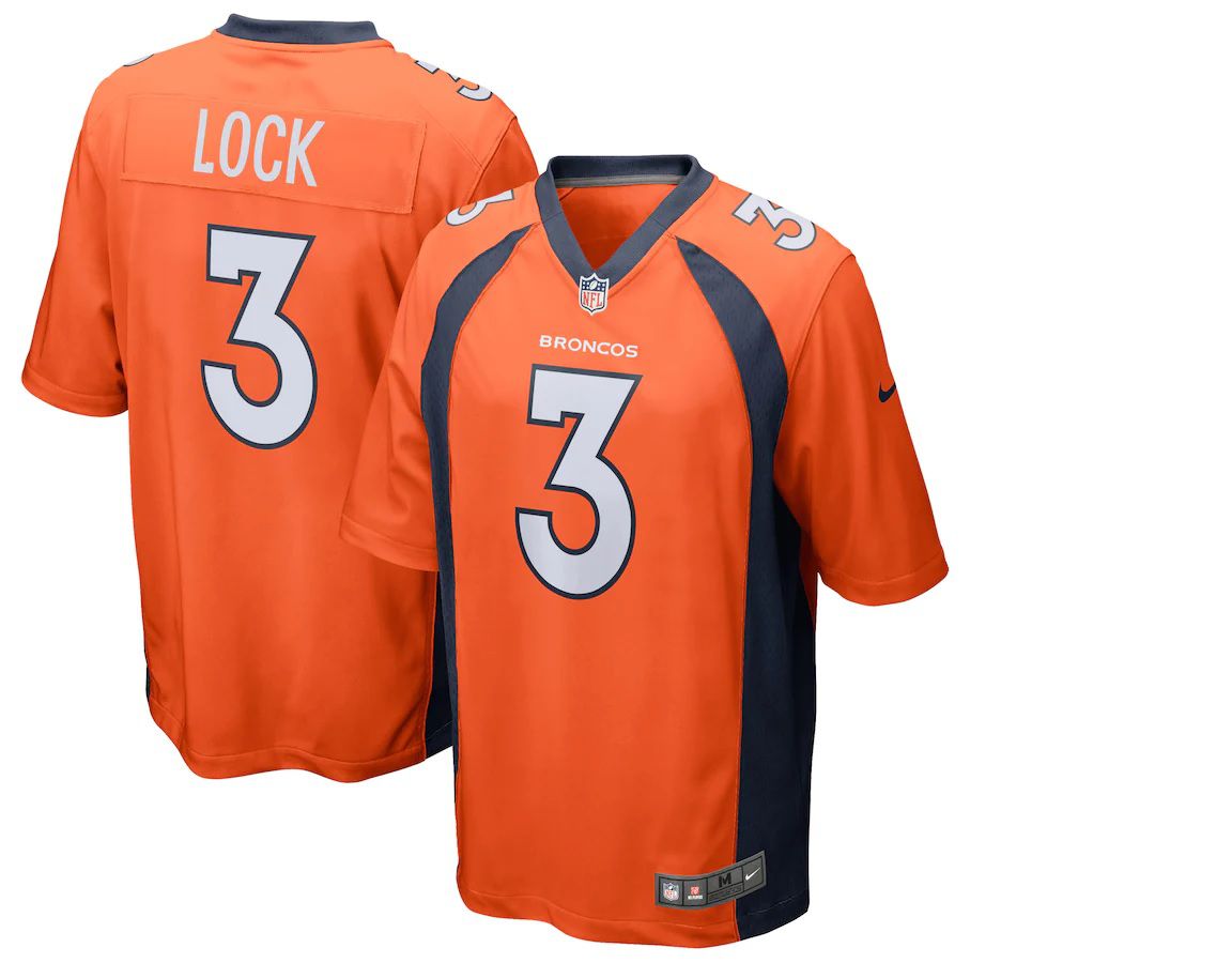 Men Denver Broncos #3 Drew Lock Nike Orange Game Player NFL Jersey